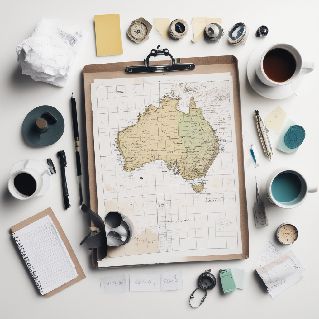 Australia travel prep flat lay
